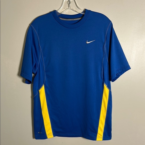 Nike Other - Nike Fit Dry Blue and Yellow Performance Quick Dry Short Sleeve Shirt Sz Large